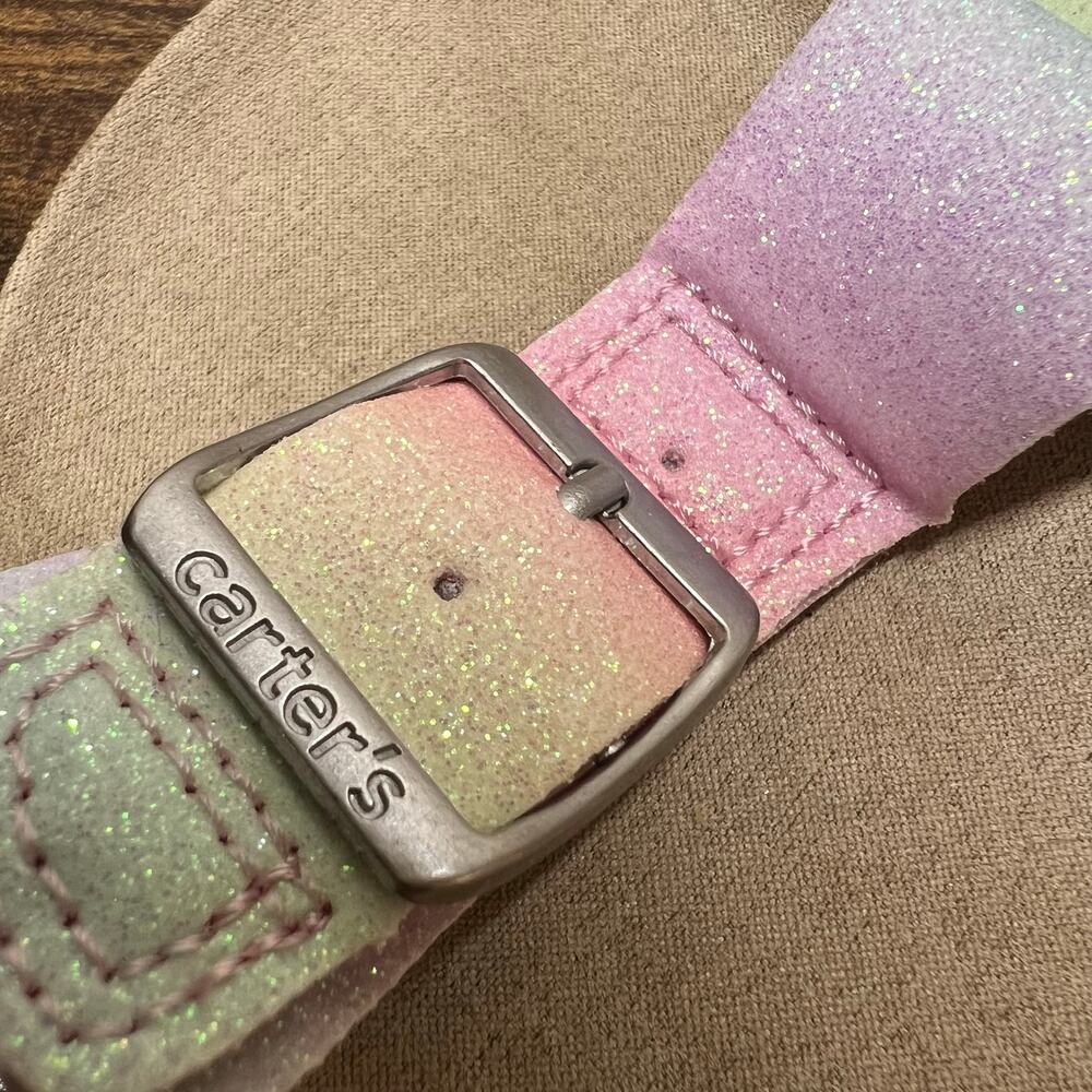 Carter's Duncan Sandals Girls 1 Youth Kids Rainbow Glitter Buckle Tie Dye Summer - Picture 8 of 11